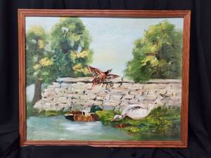 lot 2013 image: E. Bowman Painting of Ducks Waiting