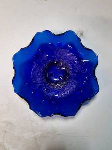 lot 3206 image: Cobalt Blue Candy Dish Vintage Cobalt Blue Pharmacy Bottle