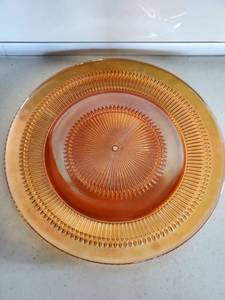 lot 3209 image: Orange Carnival Glass Platter