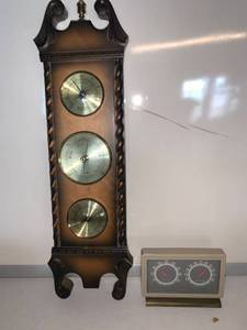 lot 6869 image: Vintage Jason Barometer Plus Small Advertising Barometer Location Shelf D