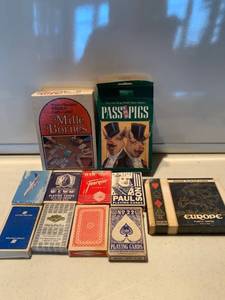 lot 6882 image: Lot of Games and Playing Cards AirlineCasinoBridge Location Shelf E