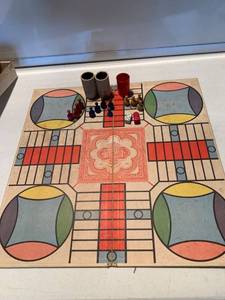lot 6888 image: 1938 Selchow and Righter Parcheesi Game Board and Pieces Location Shelf E