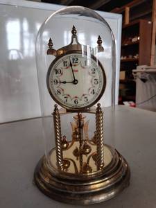 lot 8234 image: VINTAGE KUNDO KIENINGER OBERGFALL GERMANY BRASS SKELETON ANNIVERSARY CLOCK