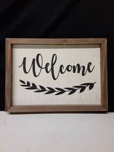 lot 8303 image: Painted Wood Framed Welcome Sign