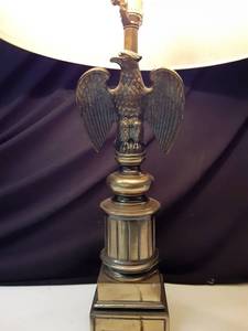 lot 8312 image: Metal Table Lamp with American Eagle tested and works