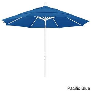 lot 2590 image: California Umbrella 9 Rd. Aluminum Market Umbrella, Crank Lift with Push Button Tilt, White Finish, Pacifica Fabric
