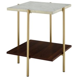 lot 2591 image: 20 inch Square Side Table in Faux Marble and Gold