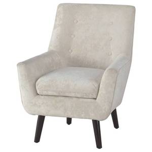 lot 2592 image: Zossen Contemporary Crushed Velvet Ivory Accent Chair Retail $259.99