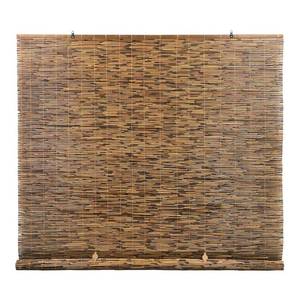 lot 2595 image: Radiance 5 x 6 Cord Free Peeled and Polished Reed Roll-Up Outdoor Sun Shade, Cocoa
