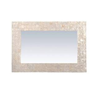 lot 2601 image: East At Mains Campbell Off-White Rectangle Shell - Capiz Wall Mirror . cracked on edge