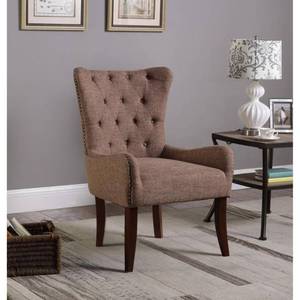 lot 2602 image: Button Tufted Elegant Accent Chair, Brown