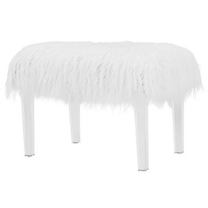 lot 2610 image: Scarlett Faux Fur Stool Acrylic Base, White