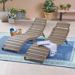 lot 2612 image: Lahaina Outdoor Acacia Wood Chaise Lounge by Christopher Knight Home