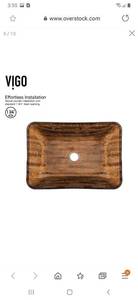 lot 2624 image: VIGO Amber Sunset Glass Vessel Bathroom Sink