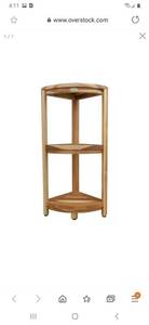 lot 2627 image: EcoDecors EarthyTeak 3 Tier Teak Corner Shelf for Organization & Storage in EarthyTeak Finish Retail $149.94