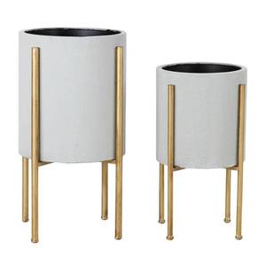 lot 2650 image: Nabila Mid Century Planters (Set of 2) - 23h x 12.5w x 12.5d  19h x 10.5w x 10.5d Retail $126.99