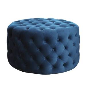 lot 2652 image: Abbyson Ella Blue Tufted Round Velvet Ottoman Retail $287.04
