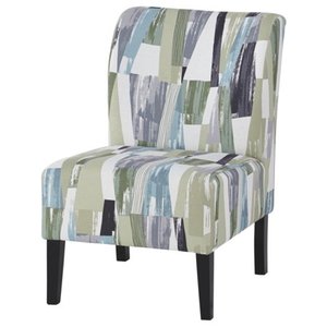 lot 2656 image: Triptis Geometric Pattern BlueGreen Contemporary Accent Chair Retail $112.64