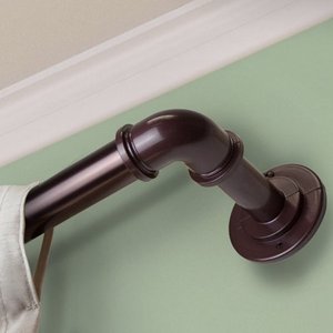lot 2658 image: InStyleDesign Modern Industrial Steel Pipe 1-inch Dia. Adj Curtain Rod Retail $94.49