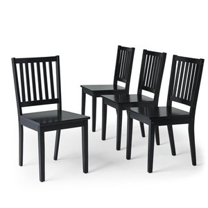 lot 2671 image: Simple Living Slat Black Rubberwood Dining Chairs (Set of 4) Retail $156.99