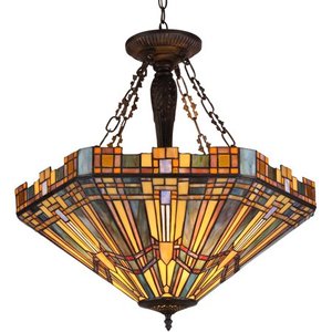 lot 2678 image: Tiffany Style Mission Design 3-light Inverted Pendant Retail $244.99