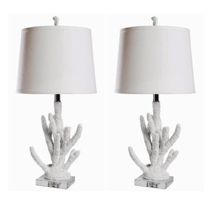lot 2683 image: White Coral 22.5-inch Table Lamp (Set of 2) By Abbyson Retail $109.99