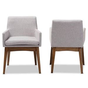 lot 2715 image: Set of 2 Baxton Studio Nexus Mid-Century Modern Walnut Wood Finishing Grayish Beige Fabric Dining Armchair