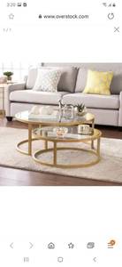 lot 2737 image: Silver Orchid Grant Glam Nesting Cocktail Table 2pc Set - Gold