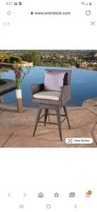 lot 2772 image: Fairfax Outdoor Wicker Swivel Armed Cushion Barstool by Havenside Home Retail $171.99
