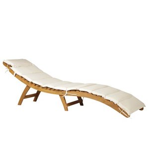 lot 2773 image: Outsunny Acacia Wood Folding Outdoor Chaise Lounge Chair with Cushion Retail $139.99