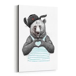 lot 2790 image: Noir Gallery Funny Russian Bear Animal Humor Canvas Wall Art Print Retail $228.99