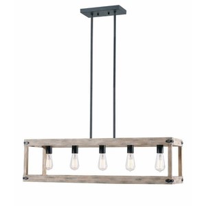 lot 2794 image: Milo 10-inch Distressed White Woodgrain 5 Light Island Light Retail $183.99