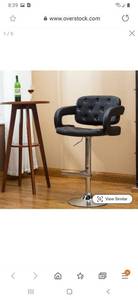lot 2803 image: Porch & Den Coal Creek white Button-tufted Leather Upholstered Modern Adjustable Bar Stool Retail $119.99