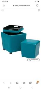 lot 2806 image: Porch & Den Klotter 2-piece Vinyl Ottoman Set