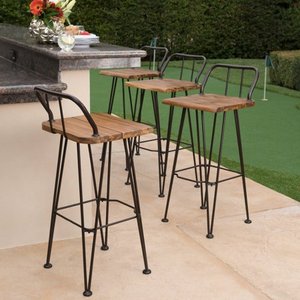 lot 2810 image: Denali Outdoor Industrial Wood Barstool (Set of 2) by Christopher Knight Home Retail $302.49
