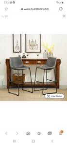 lot 2817 image: Carbon Loft Inyo PU Leather Vintage Barstools (Set of 2) Retail $153.49
