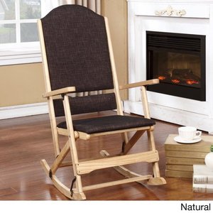 lot 2825 image: Aspen Natural Brown Wood Folding Rocking Chair. DAMAGED
