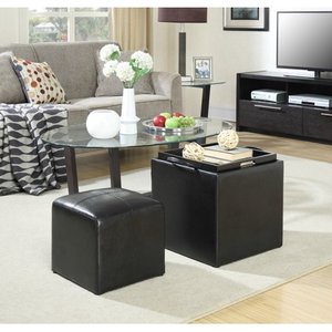 lot 2828 image: Porch & Den Logan Single Ottoman with Stool Retail $97.49