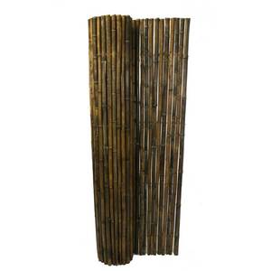 lot 2832 image: Black Bamboo Panel Fence for Backyard and Garden 3 ft. H x 8 ft. L x 1 in. D Retail $115.99