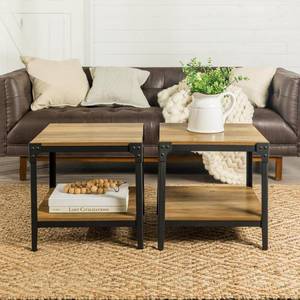 lot 2836 image: Walker Edisona Angle Iron Rustic Wood End Table Set of 2 Rustic Oak