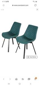 lot 2837 image: Cortesi Home Azov Swivel Dining Chairs in Deep Aqua Faux Leather, Set of 2 Retail $159.99