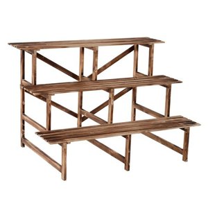 lot 2838 image: Outsunny 47 Wooden 3-Tier Step Style Plant Stand Retail $76.98
