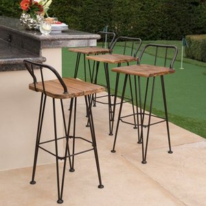 lot 2864 image: Denali Outdoor Industrial Wood Barstool (Set of 2) by Christopher Knight Home