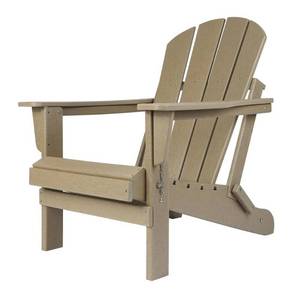 lot 2869 image: Braxton Folding Plastic Adirondack Chair, Weathered Wood