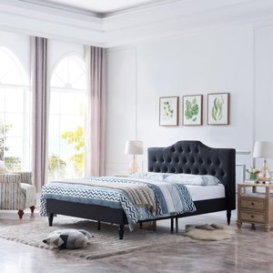 lot 2874 image: Denhart Contemporary Low Profile Fully Upholstered Queen-Size Platform Bed Frame by Christopher Knight Home Retail $371.99