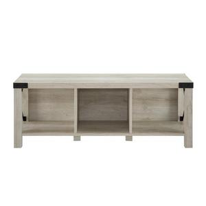 lot 2877 image: 48 Farmhouse Wood & Metal Entry Bench - White Oak