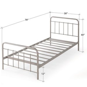 lot 2887 image: Priage by Zinus Florence Metal Platform Bed Frame, Mattress Foundation, No Box Spring Needed Retail $162.99