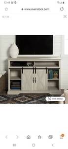 lot 2888 image: The Gray Barn Wind Gap Sliding Barn Door TV Stand Console Retail $298.99