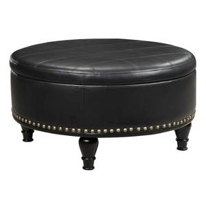 lot 2902 image: INSPIRED by Bassett Augusta Storage Leather Ottoman in Black