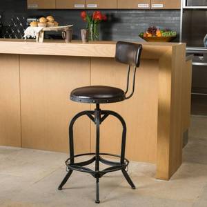 lot 2906 image: Carbon Loft Horstmann 29-inch Adjustable Bonded Leather Backed Bar Stool Retail $116.99